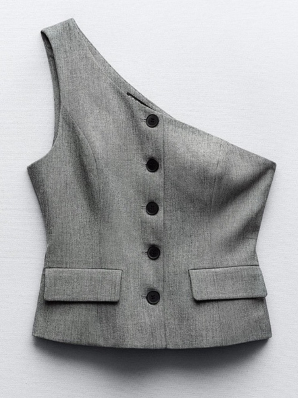 Zara Asymmetrical One-Shoulder Buttoned Vest in Grey Women’s Medium NWT